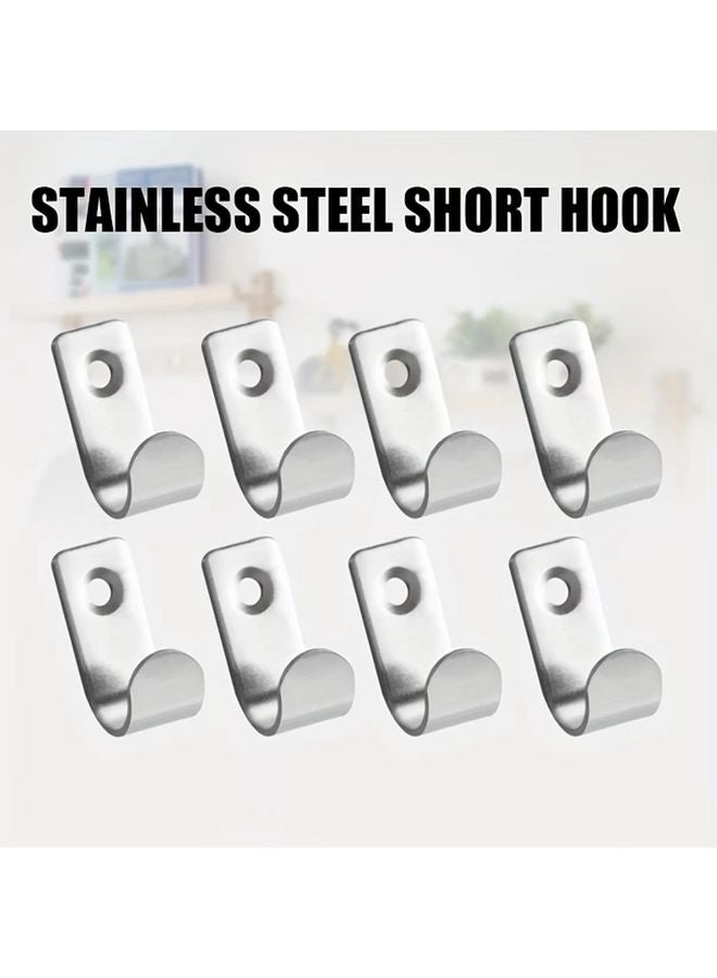 Black Short Version Mirror Screw Metal Hooks Set Of 7 Stainless Steel Wall Mount For Coats Hats Towels Keys - Image 3