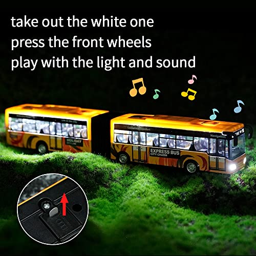 Crelloci City Bus Toy for Kids Die Cast Alloy Pull Back Vehicles Metro Articulated Electric Bus with Sounds and Lights Model Cars Toys Educational Gift for Kids Boys Girls Ages 3 - Image 5