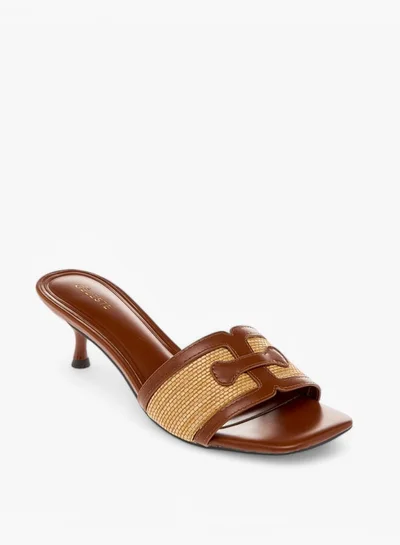 Celeste Women's Logo Detail Slip-On Sandals with Kitten Heels