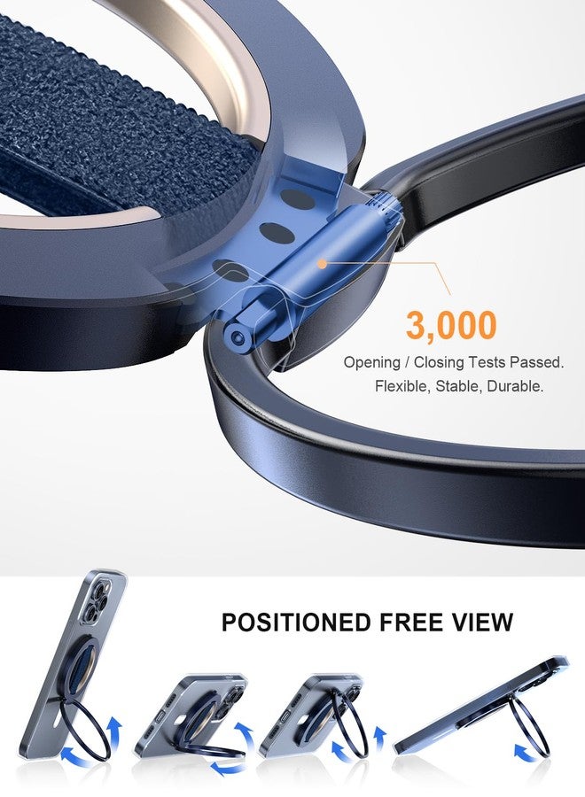 إيوا حامل EWA MagOne Ultra للهاتف مع حلقة إصبع مرنة قابلة للاستبدال، وحامل مغناطيسي قابل للإزالة، وحلقة مسند، وملحقات مغناطيسية مزدوجة الجوانب لهواتف iPhone 15 و14 و13 Pro/Max/Plus - أزرق - Image 4