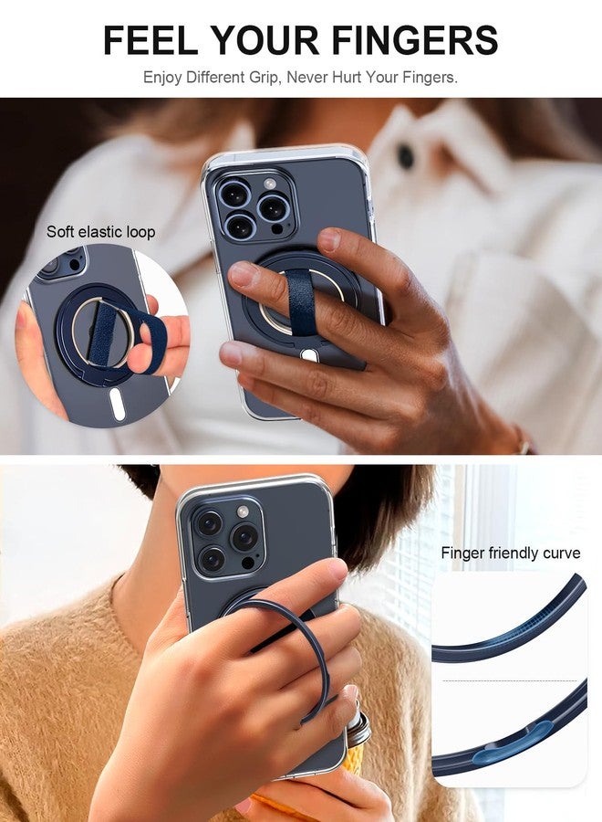 إيوا حامل EWA MagOne Ultra للهاتف مع حلقة إصبع مرنة قابلة للاستبدال، وحامل مغناطيسي قابل للإزالة، وحلقة مسند، وملحقات مغناطيسية مزدوجة الجوانب لهواتف iPhone 15 و14 و13 Pro/Max/Plus - أزرق - Image 3