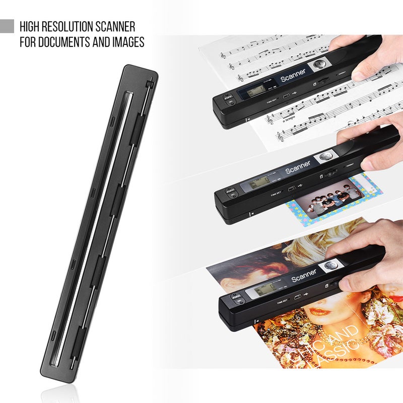 مسح لاسلكي محمول يدوياً على شكل عصا بحجم A4 ودقة 900 نقطة في البوصة وصيغ JPG/PDF وشاشة LCD مع حقيبة وحماية وبطاقة TF سعة 8 جيجابايت للمستندات التجارية والقسائم والكتب والصور - Image 4