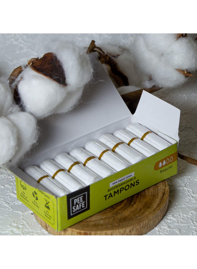 بيساف بي سيف سدادات قطنية عضوية %100, مريحة ولا تترك بقع، قابلة للتحلل، تم اختباره من قبل أطباء الجلد، للحيض الخفيف الى وسط، حجم عادي، 16 سدادة  - عبوات من 2 - Image 5