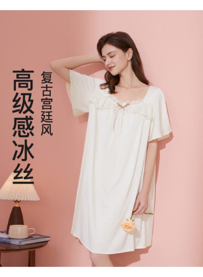 Fenton summer Sleep Dress Thin Outfit High-end Silk Dress Women's Homewear Pajamas - Image 1