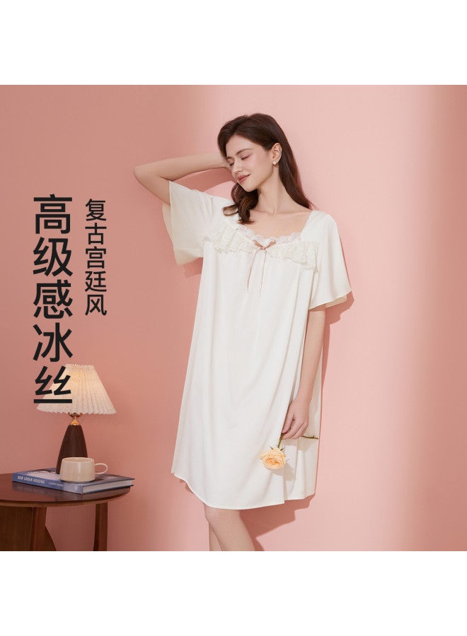 Fenton summer Sleep Dress Thin Outfit High-end Silk Dress Women's Homewear Pajamas - Image 2