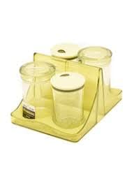 BOXANIA BOXANIA Clarity Square Seasoning Cruet Set of 4 pcs Mix Colours 