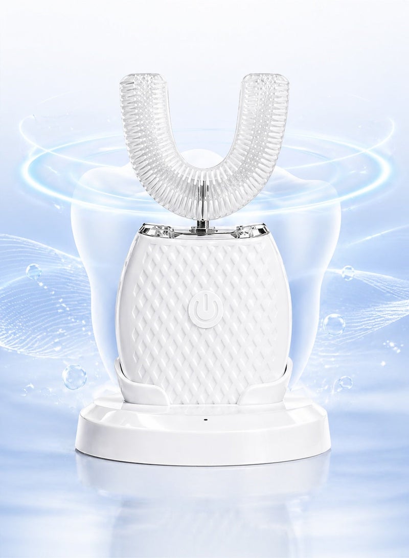 U-shaped Electric Toothbrush, Rechargeable Automatic Toothbrush, Ultrasonic Teeth Whitening Device, 360°Cleaning Innovative Sonic Toothbrush with 5 Modes for Oral Care (White) - Image 1