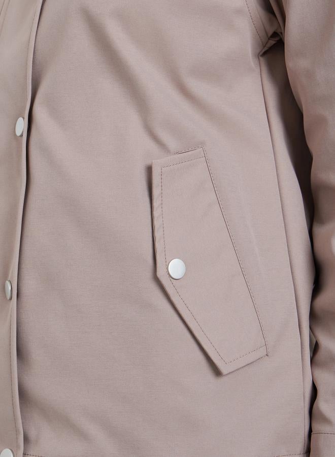 Styli Beige Regular Fit Button-Zip Jacket - Image 4