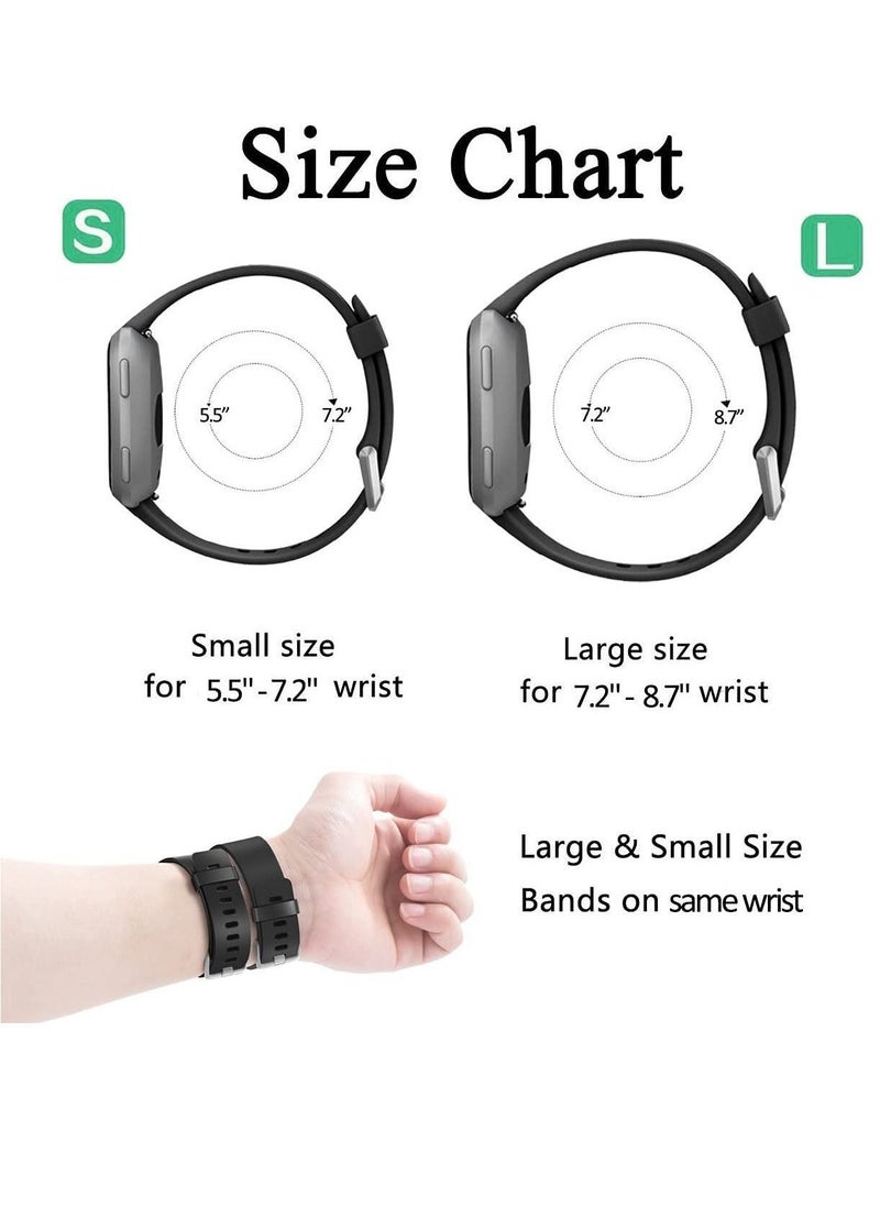 Strap Compatible With Fitbit Versa/Versa 2/Fitbit Versa Lite. It Is Suitable For Ladies And Men. Classic Soft Silicone Sports Strap. Adjustable Wrist (2 Small Straps, Black Blue)