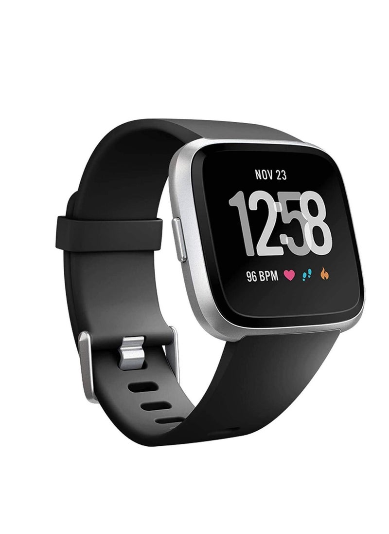 Strap Compatible With Fitbit Versa/Versa 2/Fitbit Versa Lite. It Is Suitable For Ladies And Men. Classic Soft Silicone Sports Strap. Adjustable Wrist (2 Small Straps, Black Blue)
