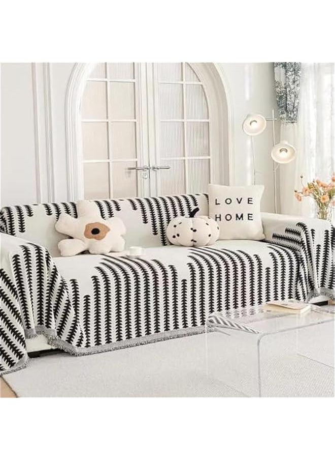 HOOKOR Sofa Covers, Fashion Geometric Pattern Sofa Cover Sofa Blanket Bed Washable Anti-Ski Neil Furniture Sofa Cover Towel Four Seasons Chenille Sofa Cover (180 * 130cm)  - Image 1