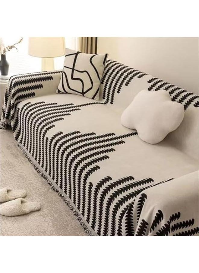 HOOKOR Sofa Covers, Fashion Geometric Pattern Sofa Cover Sofa Blanket Bed Washable Anti-Ski Neil Furniture Sofa Cover Towel Four Seasons Chenille Sofa Cover (180 * 130cm)  - Image 3