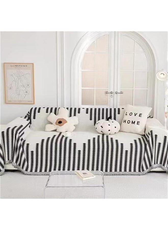 HOOKOR Sofa Covers, Fashion Geometric Pattern Sofa Cover Sofa Blanket Bed Washable Anti-Ski Neil Furniture Sofa Cover Towel Four Seasons Chenille Sofa Cover (180 * 130cm)  - Image 4