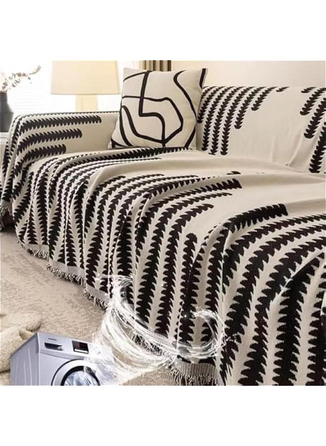 HOOKOR Sofa Covers, Fashion Geometric Pattern Sofa Cover Sofa Blanket Bed Washable Anti-Ski Neil Furniture Sofa Cover Towel Four Seasons Chenille Sofa Cover (180 * 130cm)  - Image 5