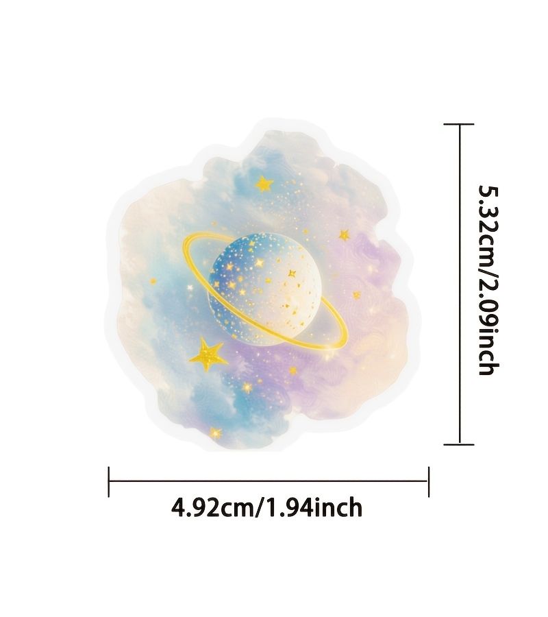 56 Pcs Multicolor Watercolor Fantasy Galaxy Planet Transparent Stickers for Student Diary Notebook Decoration - Image 2