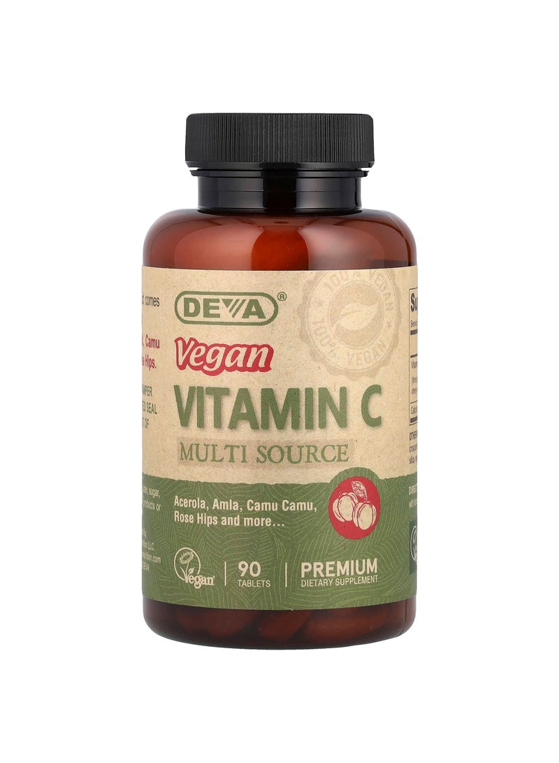 Deva Vegan Vitamin C, Multi Source, 90 Tablets