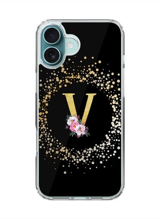 Custom Monogram Floral - V ( Black )