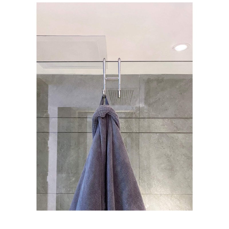 SOLARAE Shower Door Hooks (3-Pack), Over Door Hooks for Bathroom Frameless Glass Shower Door, Towel Hooks, Shower Squeegee Hooks, Silver, 304 Stainless Steel Rack Hooks, Drilling-Free - Image 5