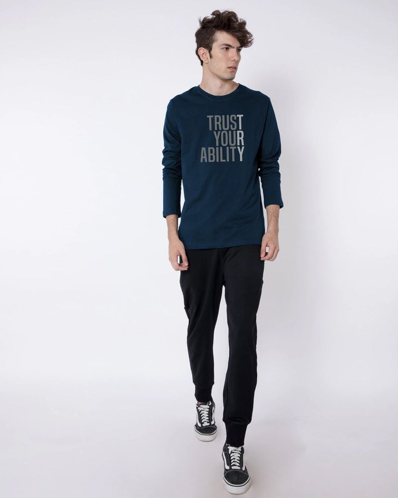 bewakoof Men's Blue Trust Your Ability Typography T-shirt - Image 4