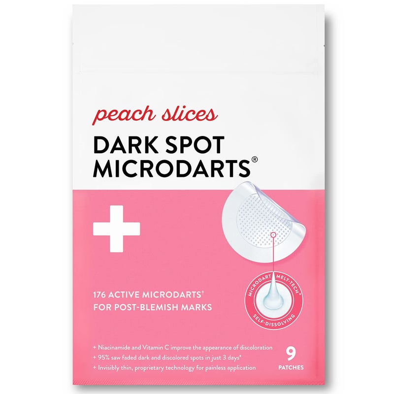 Peach Slices شرائح الخوخ - ميكرو دارتس للبقع الداكنة (9 قطع) - تقلل من تغير اللون والاحمرار - لاصقات ما بعد حب الشباب - نياسيناميد، فيتامين C، حمض الهيالورونيك و سيكا - نباتية وخالية من القسوة - العناية بالبشرة والجمال الكوري - Image 1