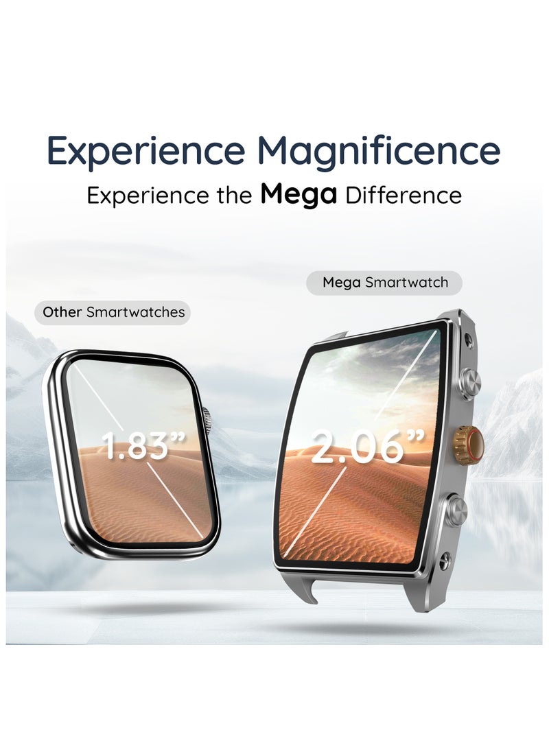 Pebble - Mega 2.06" Amoled Display, Bluetooth Calling, Always on Display, SpO2,Heart Rate Monitoring, Multiple Watch Faces, Functional Rotating Crown, Multiple Watch Faces, AI Voice Assistant, Sleep Monitoring, Alarm & Notification, Timer, Camera Shutter, Remote Music Player, World Clock, Flash light, Find phone, Stopwatch, Weather, Exercise Records, - Image 1
