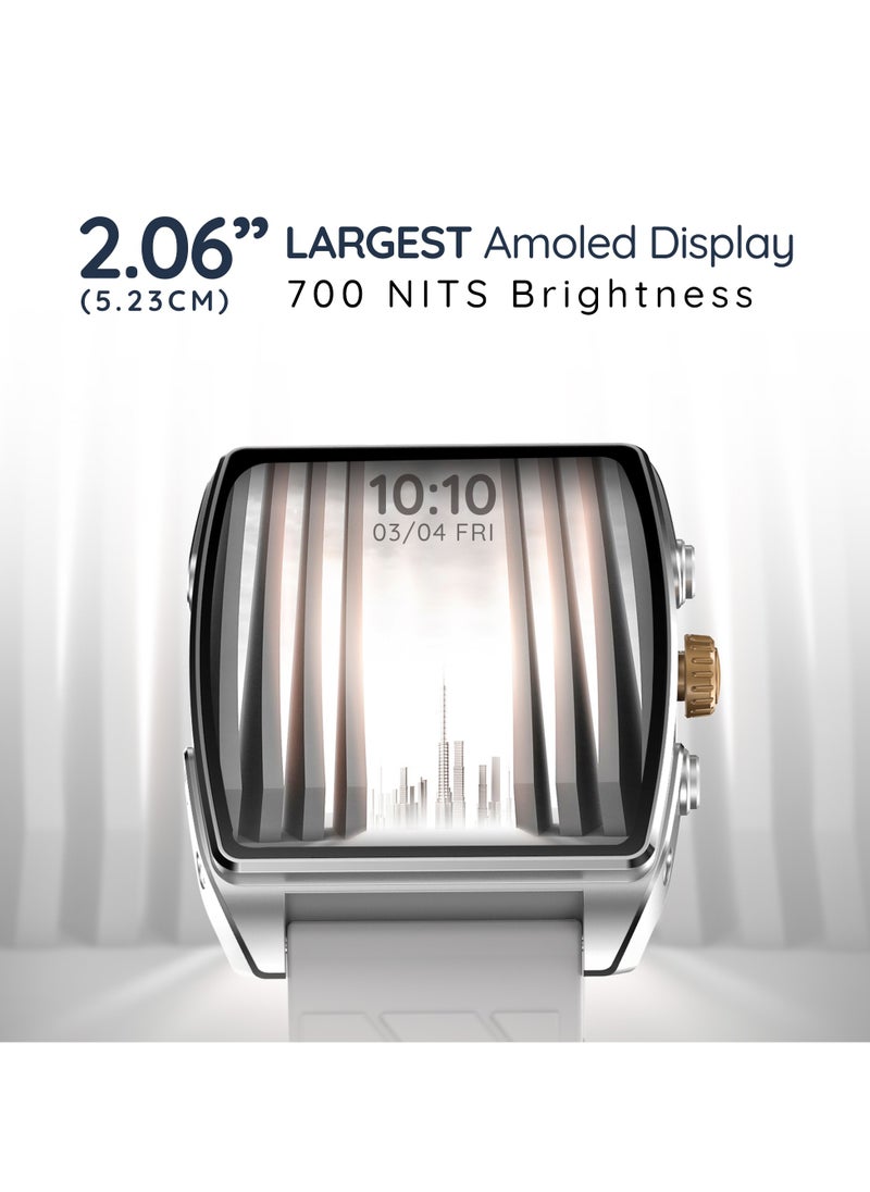 Pebble - Mega 2.06" Amoled Display, Bluetooth Calling, Always on Display, SpO2,Heart Rate Monitoring, Multiple Watch Faces, Functional Rotating Crown, Multiple Watch Faces, AI Voice Assistant, Sleep Monitoring, Alarm & Notification, Timer, Camera Shutter, Remote Music Player, World Clock, Flash light, Find phone, Stopwatch, Weather, Exercise Records, - Image 1