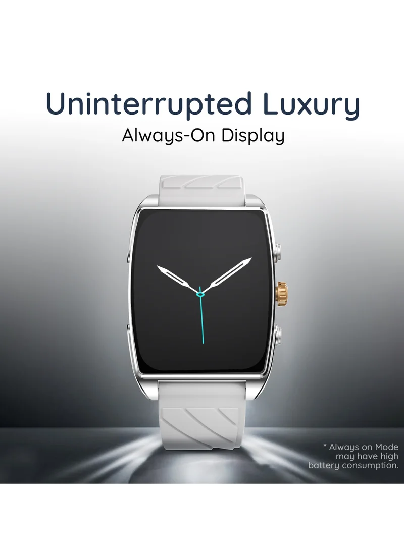 Pebble Mega 2.06" Amoled Display, Bluetooth Calling, Always on Display, SpO2,Heart Rate Monitoring, Multiple Watch Faces, Functional Rotating Crown, Multiple Watch Faces, AI Voice Assistant, Sleep Monitoring, Alarm & Notification, Timer, Camera Shutter, Remote Music Player, World Clock, Flash light, Find phone, Stopwatch, Weather, Exercise Records,