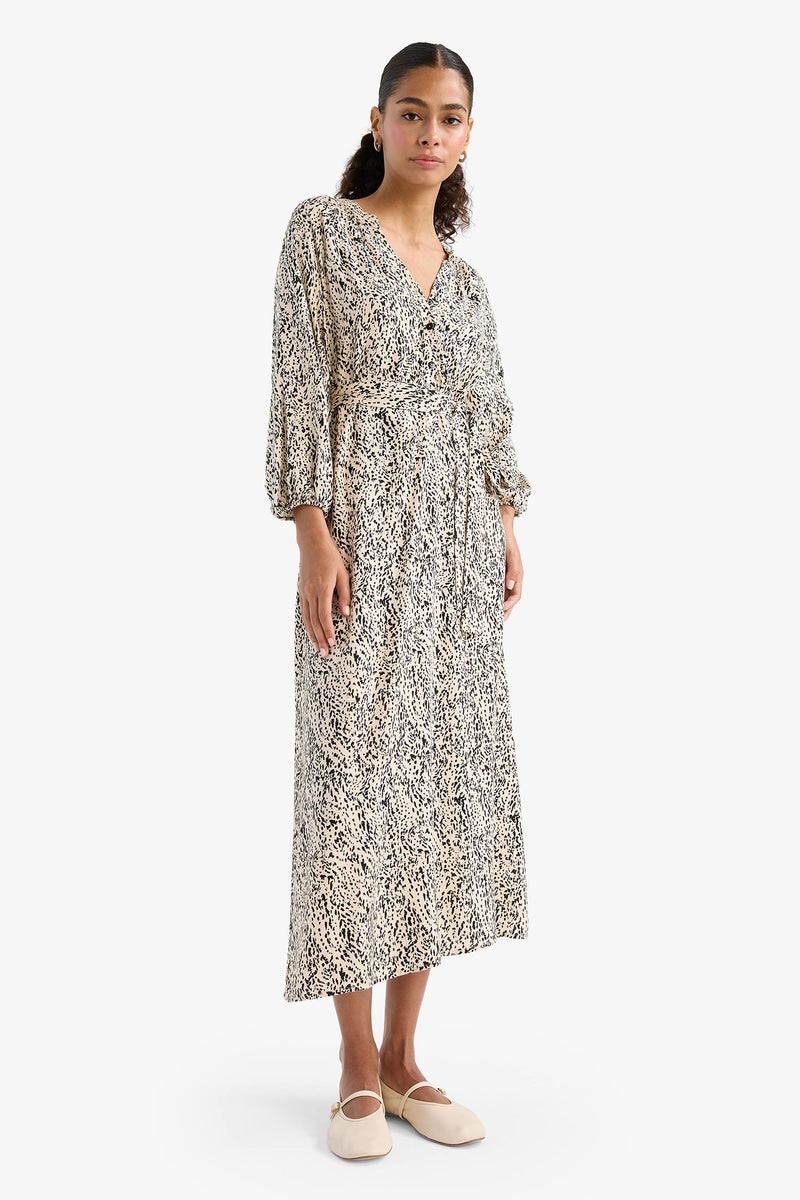 DeFacto Beige Woman Flower Dress Casual - Image 2