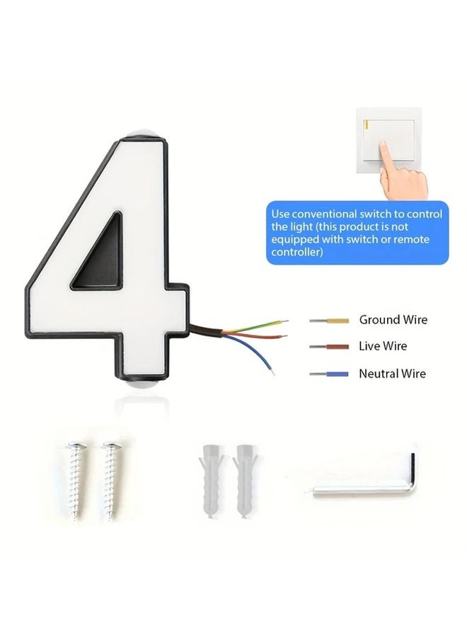 Modern Floating House Numbers 4 Light Up Address Sign Black Aluminum Outdoor - Image 1