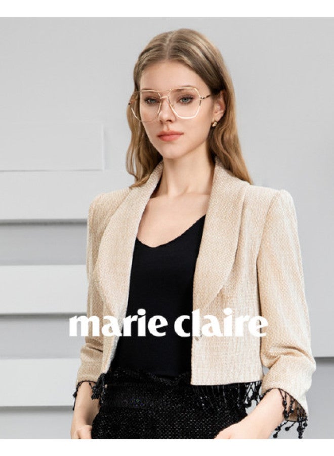 Marie Claire معطف نسائي 2025 ربيع وخريف أزياء راقية خفيفة فاخرة معطف أنيق بأكمام طويلة - Image 1