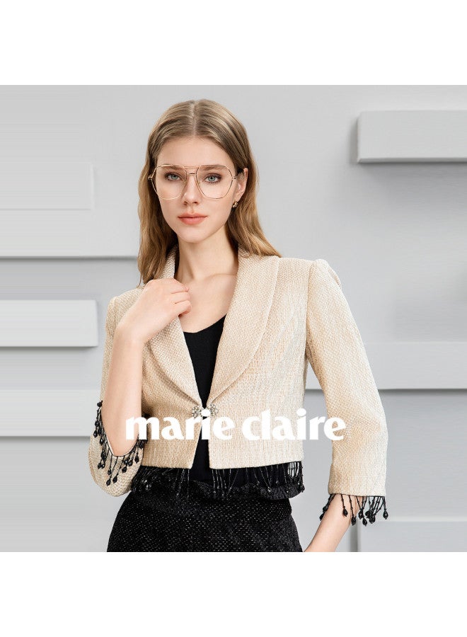 Marie Claire معطف نسائي 2025 ربيع وخريف أزياء راقية خفيفة فاخرة معطف أنيق بأكمام طويلة - Image 2