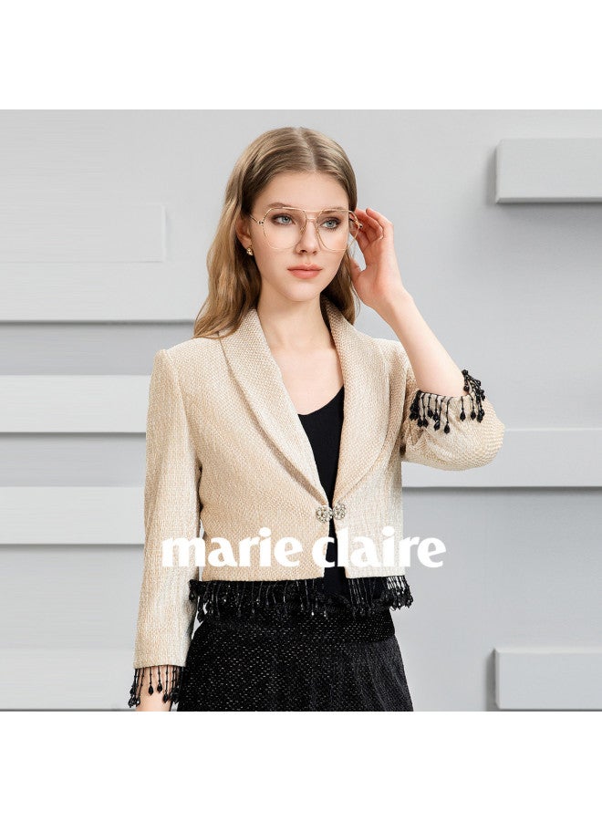 Marie Claire معطف نسائي 2025 ربيع وخريف أزياء راقية خفيفة فاخرة معطف أنيق بأكمام طويلة - Image 3