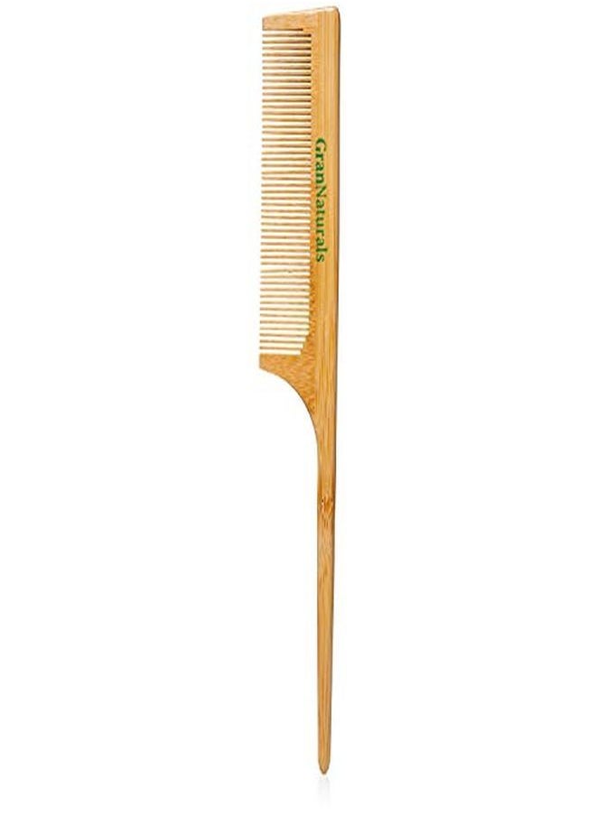 GranNaturals - Wooden Rat Tail Comb Hair Tool With Fine Teeth For Teasing Strands & Post Styling Peach Rattail Wood Pick Handle For Sectioning & Parting Perfect For Professional & Personal Use - Image 1
