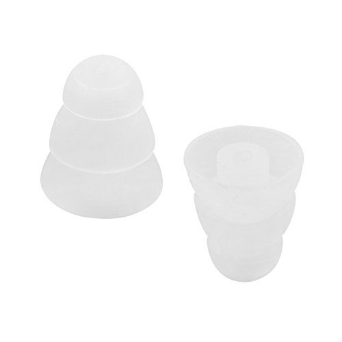 Rayker Triple Flange Replacement Eartips, Soft Noise-Isolation Silicone Ear Tips with 2mm Connector for Etymotic Shure Westone, in Ear Canal, S/L Size Included, 6 Pairs, White - Image 3