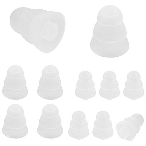 Rayker Triple Flange Replacement Eartips, Soft Noise-Isolation Silicone Ear Tips with 2mm Connector for Etymotic Shure Westone, in Ear Canal, S/L Size Included, 6 Pairs, White - Image 1