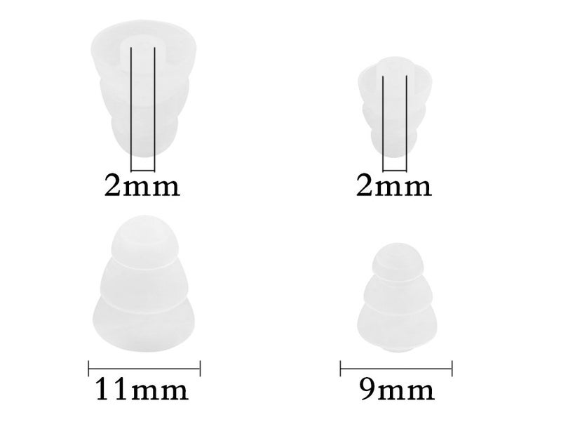 Rayker Triple Flange Replacement Eartips, Soft Noise-Isolation Silicone Ear Tips with 2mm Connector for Etymotic Shure Westone, in Ear Canal, S/L Size Included, 6 Pairs, White - Image 2
