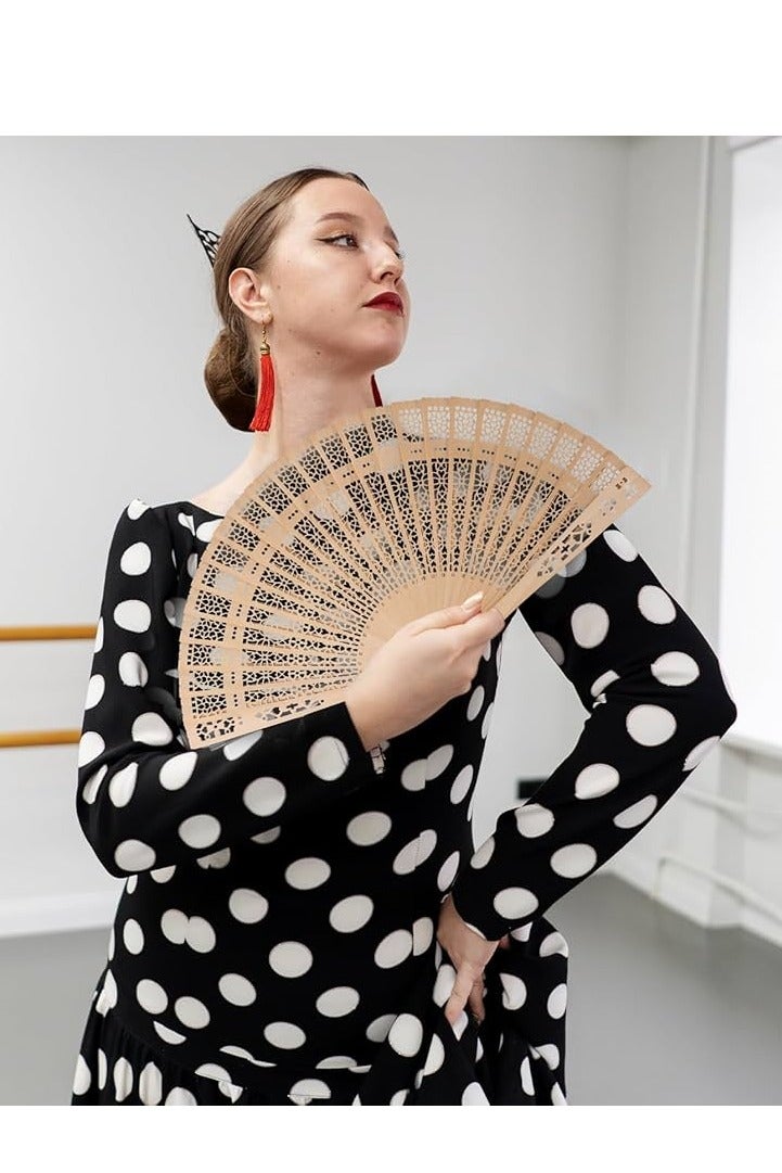 Folding Fan, Handheld Fan with Wooden Frame for Weddings and Dancing - Image 3