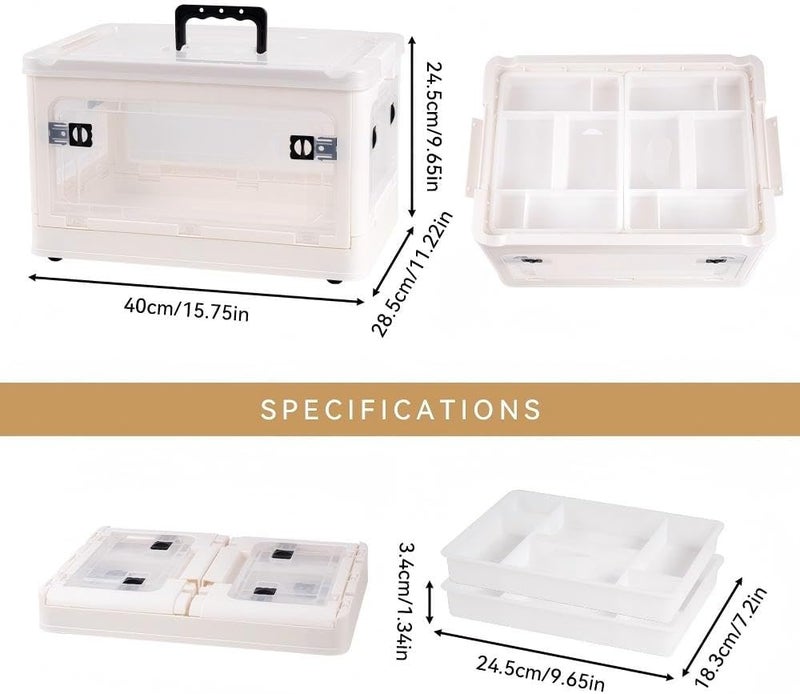 HEY FOLY 30qt Medicine Organizer Storage Box with 4-Side Opening Doors, 2 Tier Foldable Medication Organizer Empty, White Medicine Container Case Stackable First Aid Box for Home Medical Supply Storage - Image 4