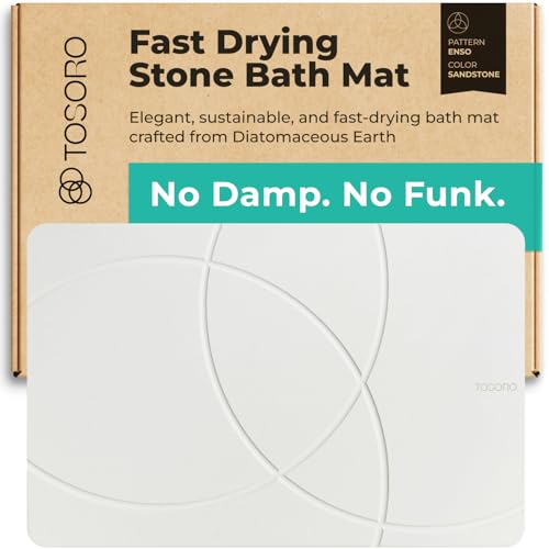 TOSORO - Stone Bath Mat Diatomaceous Earth Shower Mat Non-Slip Super Absorbent Diatomite Stone Bath Mats for Bathroom Floor Quick Drying Natural Easy to Clean (23.5 x 15) - Sandstone - Image 1