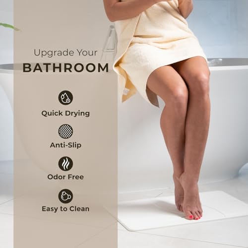 TOSORO - Stone Bath Mat Diatomaceous Earth Shower Mat Non-Slip Super Absorbent Diatomite Stone Bath Mats for Bathroom Floor Quick Drying Natural Easy to Clean (23.5 x 15) - Sandstone - Image 2