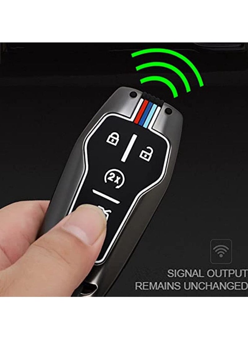 OIMG Key Case Keychain Metal Shell Cover Compatible With Ford 2018 Taurus Mustang Raptor F150 Explorer Series Short Buckle Gunmetal  - Image 5