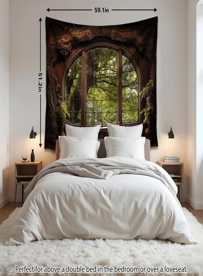 QGHOT Window Tapestry, Outdoor Forest Tapestry Wall Hanging - Image 5