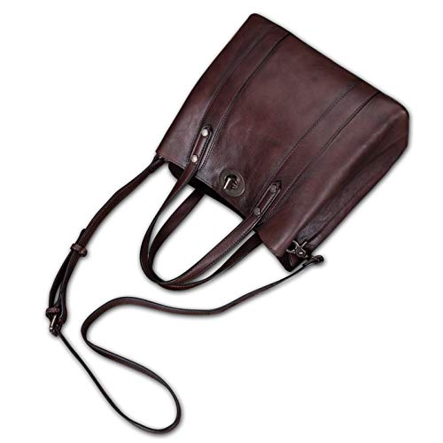 LRTO Genuine Leather Handbags for Women Satchel Purses Vintage Handmade Shoulder Bag Cowhide Top Handle Handbag Totes (Coffee) - Image 3