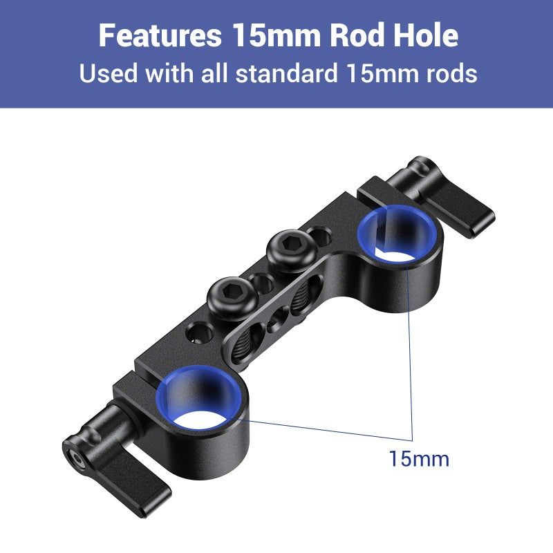 SmallRig Super Lightweight 15mm Railblock, 15mm Rod Clamp with 1/4"-20 Thread for Sony for Canon and Other 15mm DSLR Camera Rig Shoulder Support Rail System, Pack of 2 - Image 3