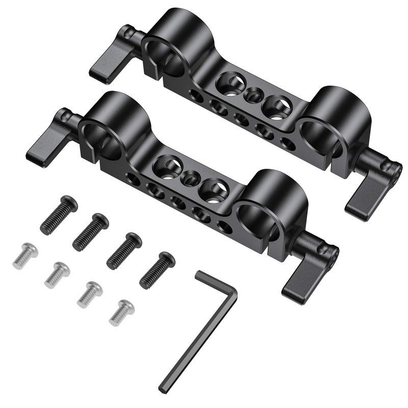 SmallRig Super Lightweight 15mm Railblock, 15mm Rod Clamp with 1/4"-20 Thread for Sony for Canon and Other 15mm DSLR Camera Rig Shoulder Support Rail System, Pack of 2 - Image 1