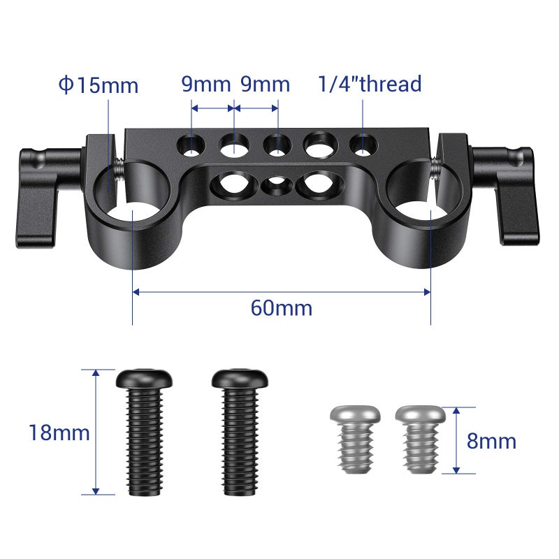 SmallRig Super Lightweight 15mm Railblock, 15mm Rod Clamp with 1/4"-20 Thread for Sony for Canon and Other 15mm DSLR Camera Rig Shoulder Support Rail System, Pack of 2 - Image 5