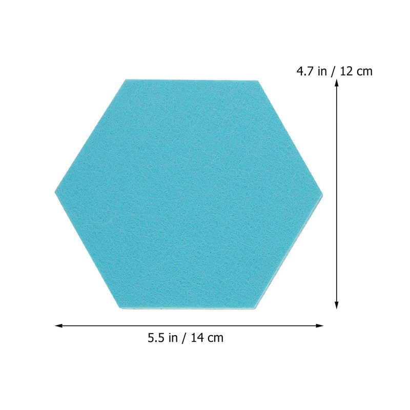 Hexagon Felt Bulletin Board Tiles 8Pcs Self Adhesive Pin Memo Boards Blue Green Gray Yellow - Image 3