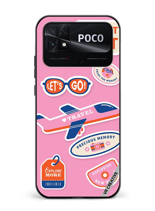VR CREATIVE Protective Case Cover For Xiaomi Poco C40 Travel Sticker Design Multicolour - Image 1