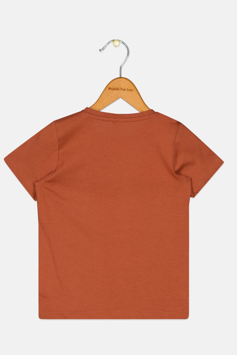 NAME IT تي شيرت قصير الأكمام للأولاد الصغار بطباعة جرافيك، بني - Image 2