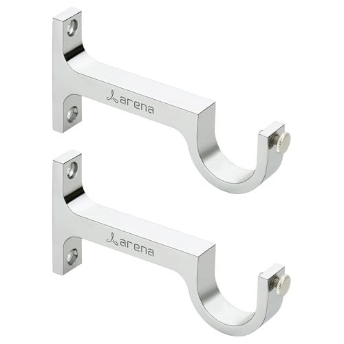Arena Aluminum Curtain Support Bracket for Door and Window, Chrome Finish Curtain Support for Bracket Parda Holder Window Rod Support Fittings Curtain Accessories Set 1 (Pcs 2) - Image 1